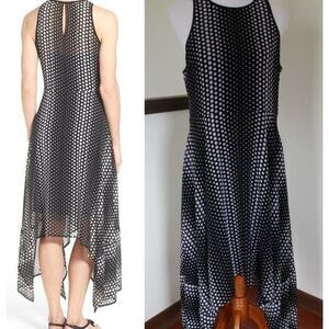 Michael Kors Sleeveless Polka Dot High-Low Asymmetrical Dress